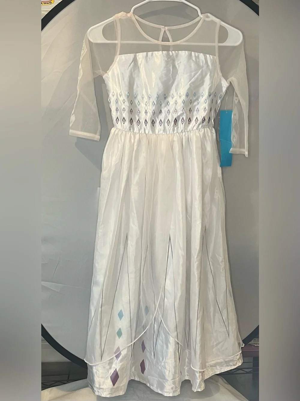 Disney White Costume Dress with Blue and Purple Diamond Accents